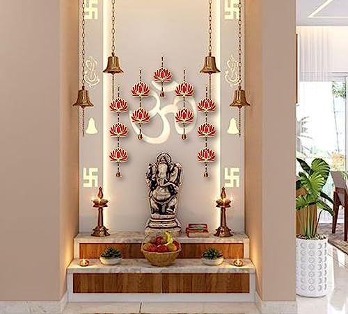 Image of True Decor Lotus Hangings for Decoration Mandir Decorations Items Pooja Decor Diwali Hangings Set of 5