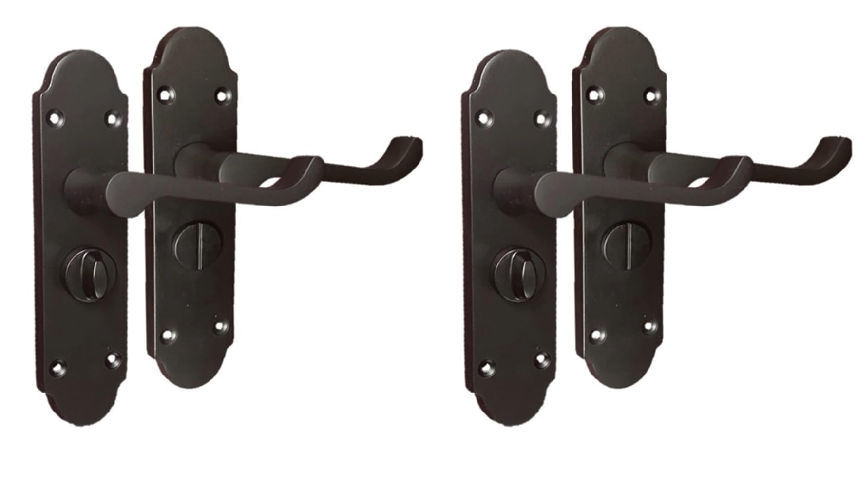 Epsom Door Handle Epsom Scroll Matt Black Plated Privacy Bathroom Handles - Matt Black Door Handles Set (Privacy Lock) 2 Sets.victortian Door Handles Internal Door Handle Sets