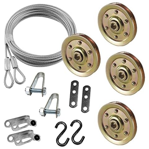 Extra Heavy Duty Garage Door Pulley 3 Inch & Safety Cable Complete Set for Ext Springs Cover