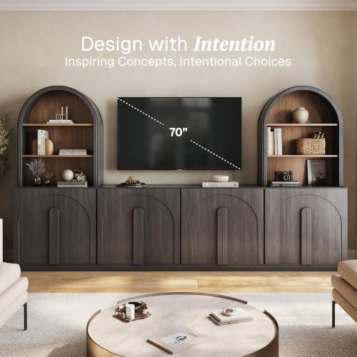 Image of BELLEZE Bijou 126 inch Wall Unit 6-Piece Modular TV Stand - Ebony