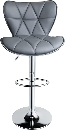 Miniatura 4 de Leopard- Bancos de barra giratorios, ajustables, con respaldo de piel sintética acolchada A-shell Espalda/Gris,Marrón,Caqui,Gris claro,Celeste,beige