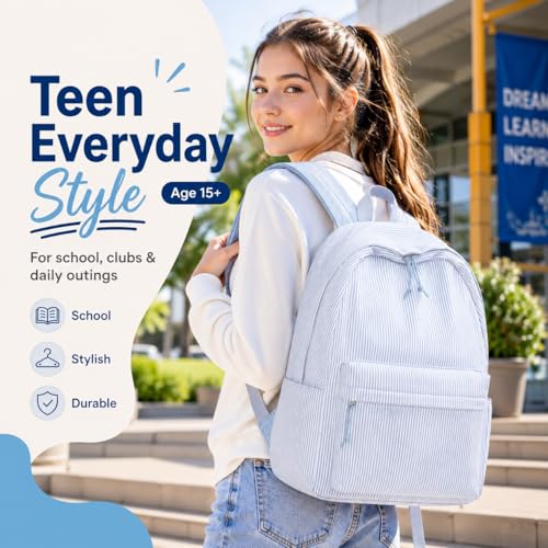 Image of BTOOP School Backpack for Teens Girls, Cute Corduroy Bookbag Lightweight 15.6 inch Laptop Bag for Women Casual High School College