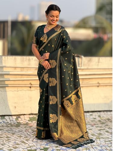 Image of SGF11 Women's Kanjivaram Pure Soft Silk Saree With Unstitched Blouse Piece