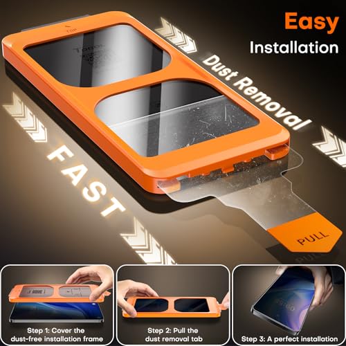 Image of TOCOL for Samsung Galaxy S25 FE Privacy Screen Protector | Easy Installation, 25 Anti Spy, Data Protection, 9H+ Tempered Glass, 8FT Military Grade Shatterproof, Anti-Scratch, 2 Pack
