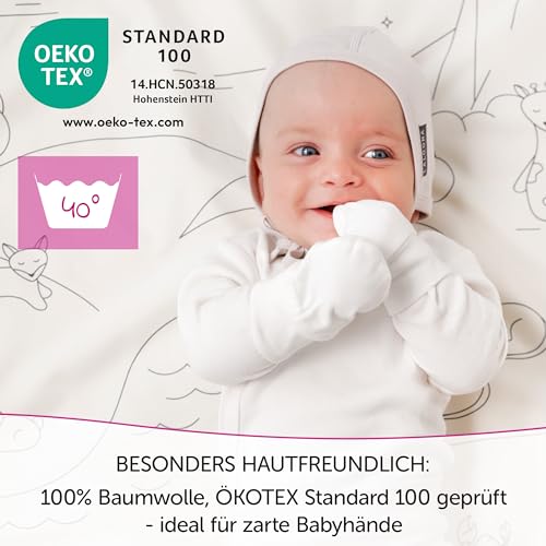 LaLoona Kratzfäustlinge/Kratzhandschuhe Set mit elastischem Bund - 3 Paar Baby Handschuhe gegen Kratzen, 100% Baumwolle, OEKO-TEX® Standard 100 geprüft - Weiß