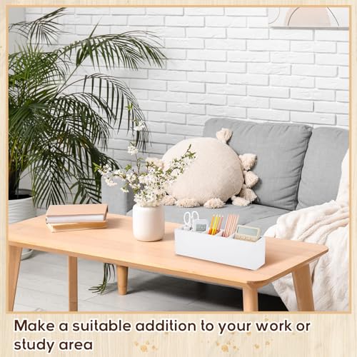 Image of Jetec Wooden Pencil Pen Holder for Desk 6 Compartments Cosmetic Makeup Brush Stationery Office Desktop Organizers for Countertop Adjustable Silverware Caddy for Party, Art Supplies,Home(White)