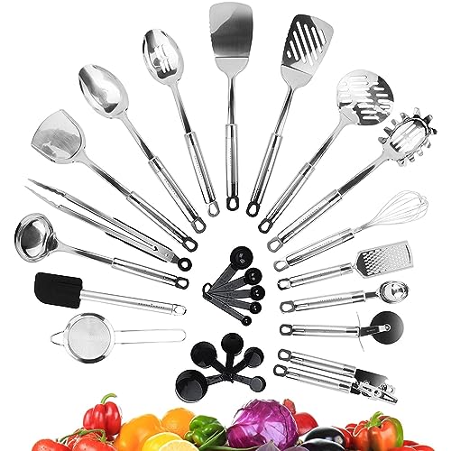 Set d'ustensiles de cuisine en acier inoxydable de 26 pièces,accessoires de cuisine, set de cuisson , ensemble complet d'accessoires de cuisine