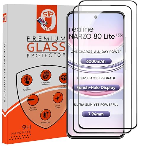 Image of Premium Tempered Glass Screen Protector Guard Compatible For Realme NARZO 80 Lite 5G (6.67 Inch, Pack of 2) | Edge to Edge Coverage With Easy to installation kit for Smartphone