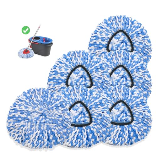 kCarpoly 6 Pack Spin Mop Heads Replacements Compatible for O ceda RinseClean 2 Tank System, Microfiber Mop Refills Head for 4.33in Core,Easy to Replace and Deep Cleaning