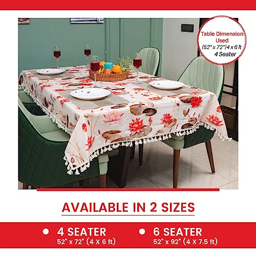 Image of Urban Space Sicilia Table Linen Collection - Premium Water & Stain Resistant Dining Table Cover for 6 Seater, Anti Skid Table Cloth for Center Table, 1 Piece (Lotus, 6 Seater 52 inch x 92 inch)