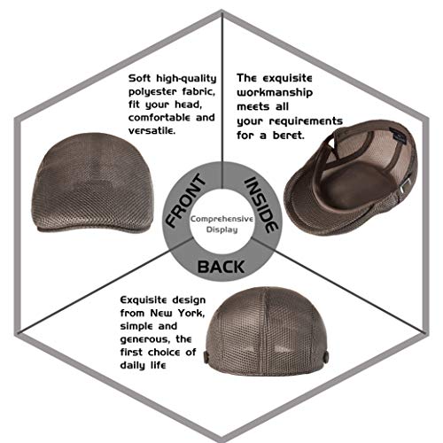Zowya Men's Mesh Flat Cap Adjustable Newsboy Hat Breathable Summer Classic Gatsby Hat Duckbill Hat Women Fashion Grey Xxl #TOP1