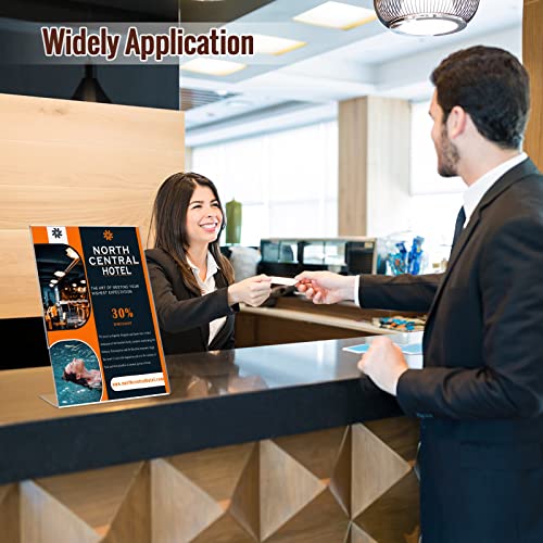 6-Pack 8.5 X 11 Inch Acrylic Sign Holder Vertical For Tabletop Use, Clear Acrylic Slant Back Sign Display Stand, Menu Board, Plastic Ad Frame Letter Size For Restaurants, Office, Party, Event And Store #TOP5