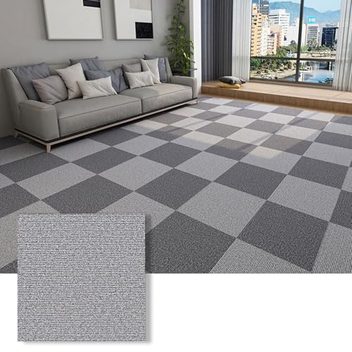 Losetas De Moqueta Autoadhesivas, Losetas De Moqueta, Autocolocadas, Duraderas, Antideslizantes, Losetas De Moqueta Resistentes, Revestimiento De Suelo Para Oficina, S(Size:30cm*30cm,Color:gris claro)