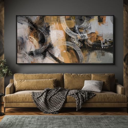 KLAKLA Modern Art Wall Decor – Large Wall Art for Living Room, Office, Bedroom – Abstract Wall Art Canvas Pictures for Living Room – Orange, Gray, Yellow Wall Artwork 20×40IN