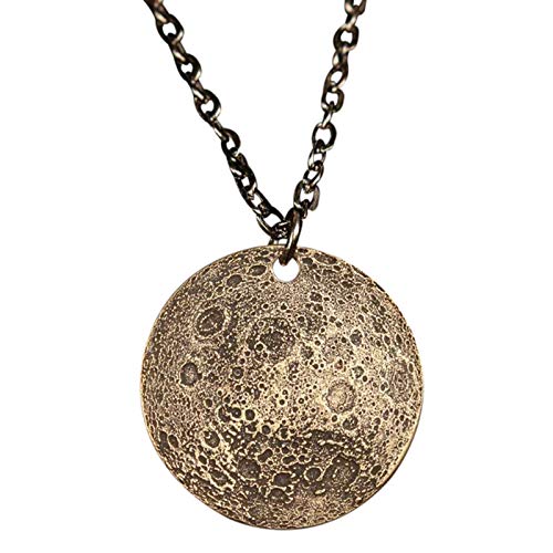 Ohwens Coin Necklace Round Pendant Round Moon Coin Metal Alloy Necklace with Moon Shaped Pendant for Men Women