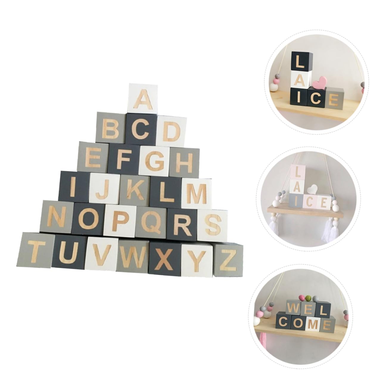 26stücke Teiliges Holzbuchstabenwürfel Alphabet Blöcke Für Foto-requisiten Rustikale Dekoration Für Feste Und Zuhause Für Kreative Bastelprojekte Und Besondere Anlässe