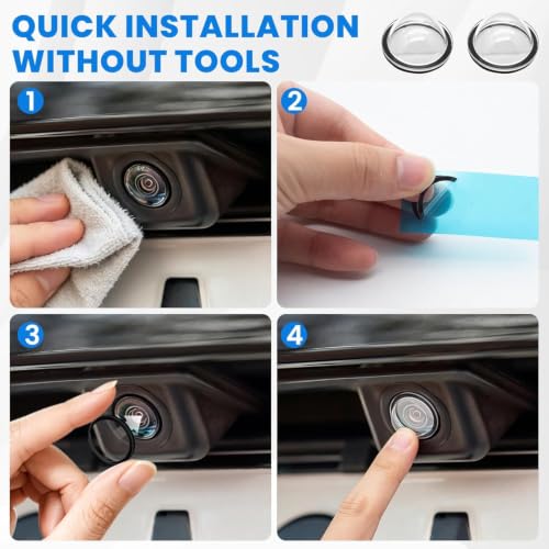 Image of Car Camera Lens Protector Cover (Pack of 2Pcs), HD 9H Anti-Scratch Protective Anti Fog Shield for Front & Rear Parking & 360 Camera Lenses, Waterproof Anti-Fog Camera Guard for Vehicles