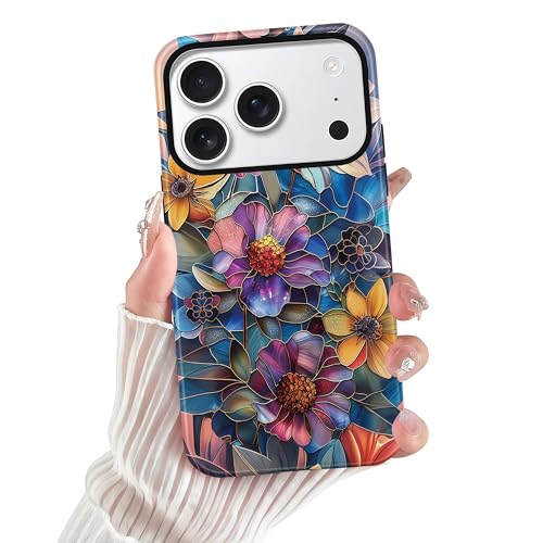 Coque iPhone 17 Pro rigide hybride et florale à double couche résistante