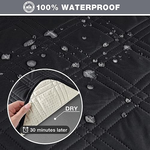Image of TAOCOCO 100% Waterproof Oversized Recliner Cover, Non Slip Split Covers for Reclining Loveseat with Elastic Straps for Kids Pets (Oversized 2 Seater, Black)