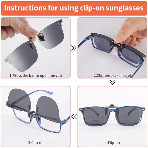 UV Protection Clip-On Sunglasses: Polarized, Anti-Blue Light, Flip-Up Sun Shades -Fits Over Prescription Glasses4