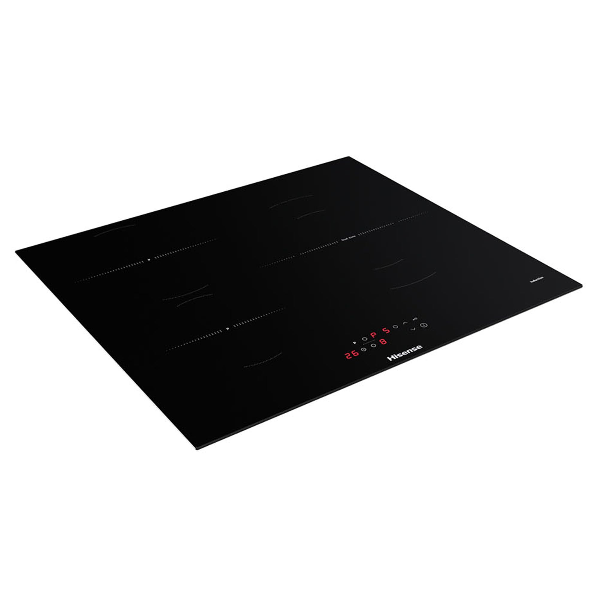Hisense HI6321BSOLCE - Placa Inducción 3 zonas, 1 con foco gigante 32 cm, 2 conectadas entre si área Bridge, encimera de 60 cm, bloqueo infantil y terminación biselada