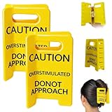 2PCS Overstimulated Caution Sign Hair Claw Clip,Yellow Caution Hair Clip,Do Not Approach Sign Hair Claws Hair Clips for Thick Hair,Funny Gag Gift for Women and Friends