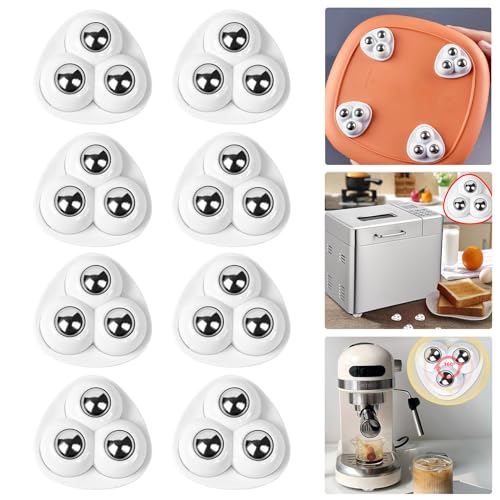 Mini Casters Caster Castor Wheels Appliance Rollers Sliders Roulettes Self Adhesive 360 Rotation for Kitchen Counter Small Appliances Furniture, 8 Pcs