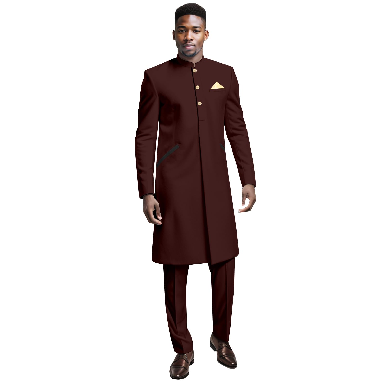 Men's 2 Piece Linen Suits Set Casual Lightweight Single Breasted Long Blazer Jacket and Pants Set