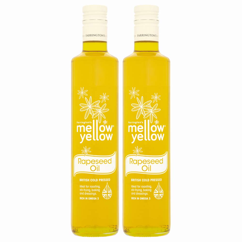 Farrington Lot de 2 bouteilles d'huile de colza pressée à froid Jaune pâle 500 ml