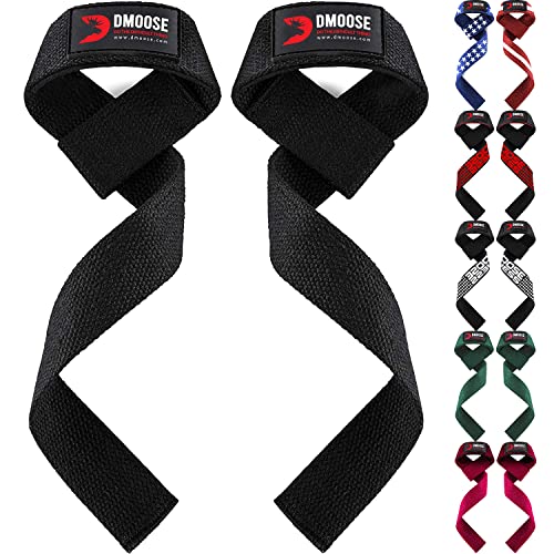 DMoose sangle de tirage musculation, 24" Deadlift Straps avec poignée en silicone et rembourrage en néoprène de 4 mm, prise maximale de la main, sangles de poignet pour l'haltérophilie l'haltérophilie Cover