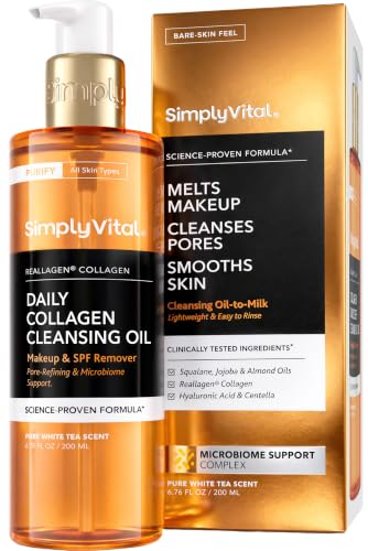 SimplyVital Cleansing Oil for Face - SPF, Buildup & Makeup Remover - Pore Facial Cleanser, Makeup...