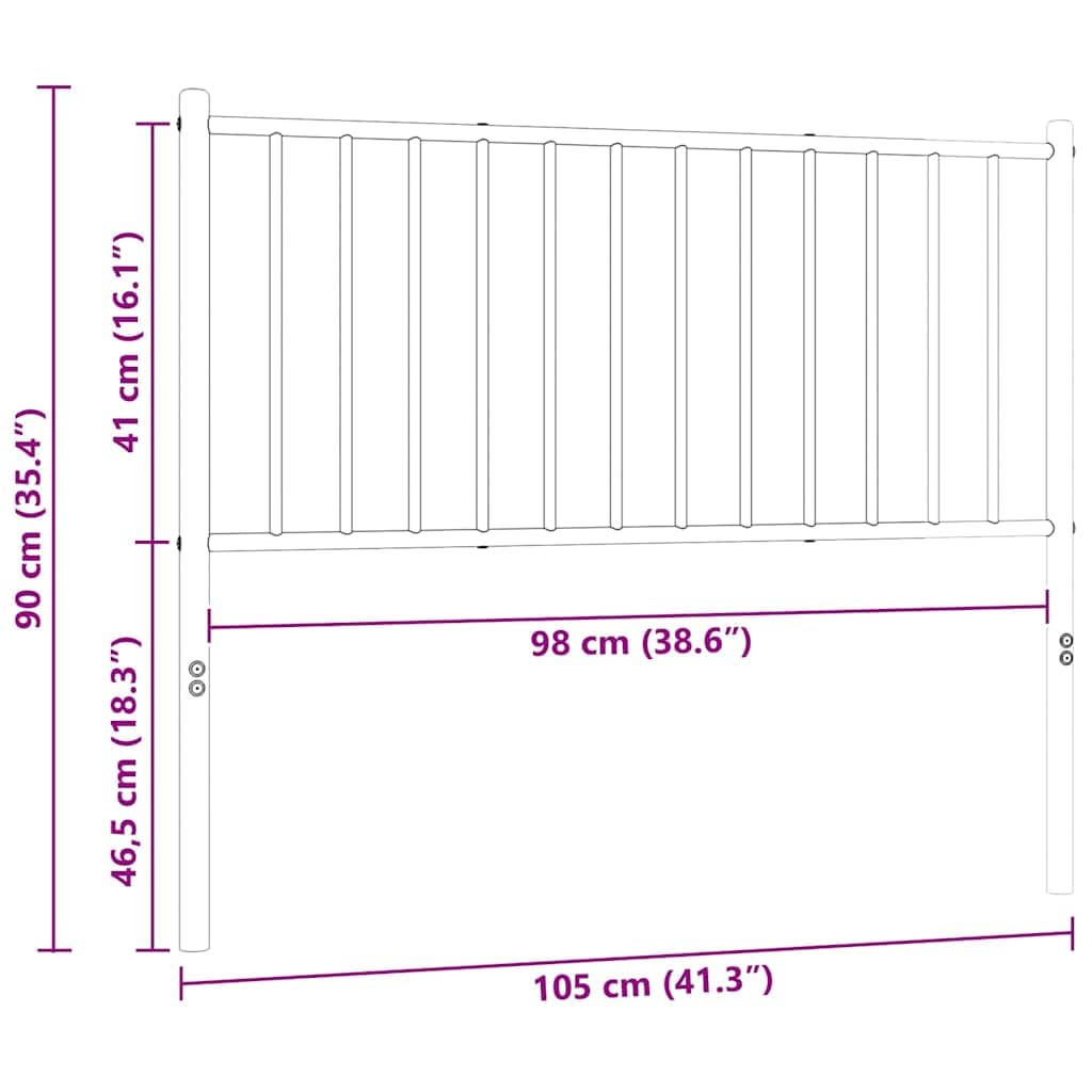 Cabecero de metal de 100 cm de acero con recubrimiento de polvo negro para colchón de 100 cm