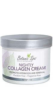 Botanic Spa Nightly Collagen Cream - Fragrance-Free Hydrating Renewal - 2 oz