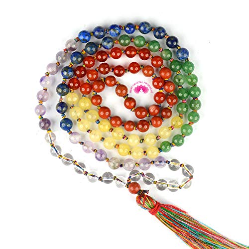 Image of Reiki Crystal Products Natural Reiki Feng-Shui Mala Necklace 6 mm Crystal Stone 108 Bead Jaap Mala for Men and Women