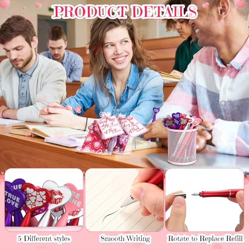 Articles de papeterie pour la Saint-Valentin avec stylos bille cœur et mini carnets de notes