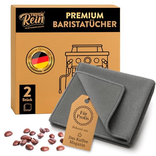 Barista Tuch Set - 2 Stück Grau - Premium Barista Tücher Set für Reinigung der Siebträgermaschine - 30x30 cm Barista Lappen extra saugstark - Kaffeemaschine Reinigungstuch - Mikrofasertücher Barista Tuch Set - 2 Stück Grau - Premium Barista Tücher Set für Reinigung der Siebträgermaschine - 30x30 cm Barista Lappen extra saugstark - Kaffeemaschine Reinigungstuch - Mikrofasertücher