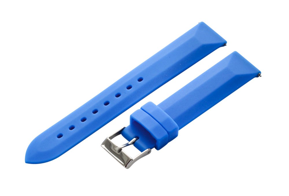 18mm Blue Rubber/Silicone Watch Band Strap with Built in Quick Release Pins for Divers! Michele Stainless Steel Buckle Invicta - Fit's All Watches!!!