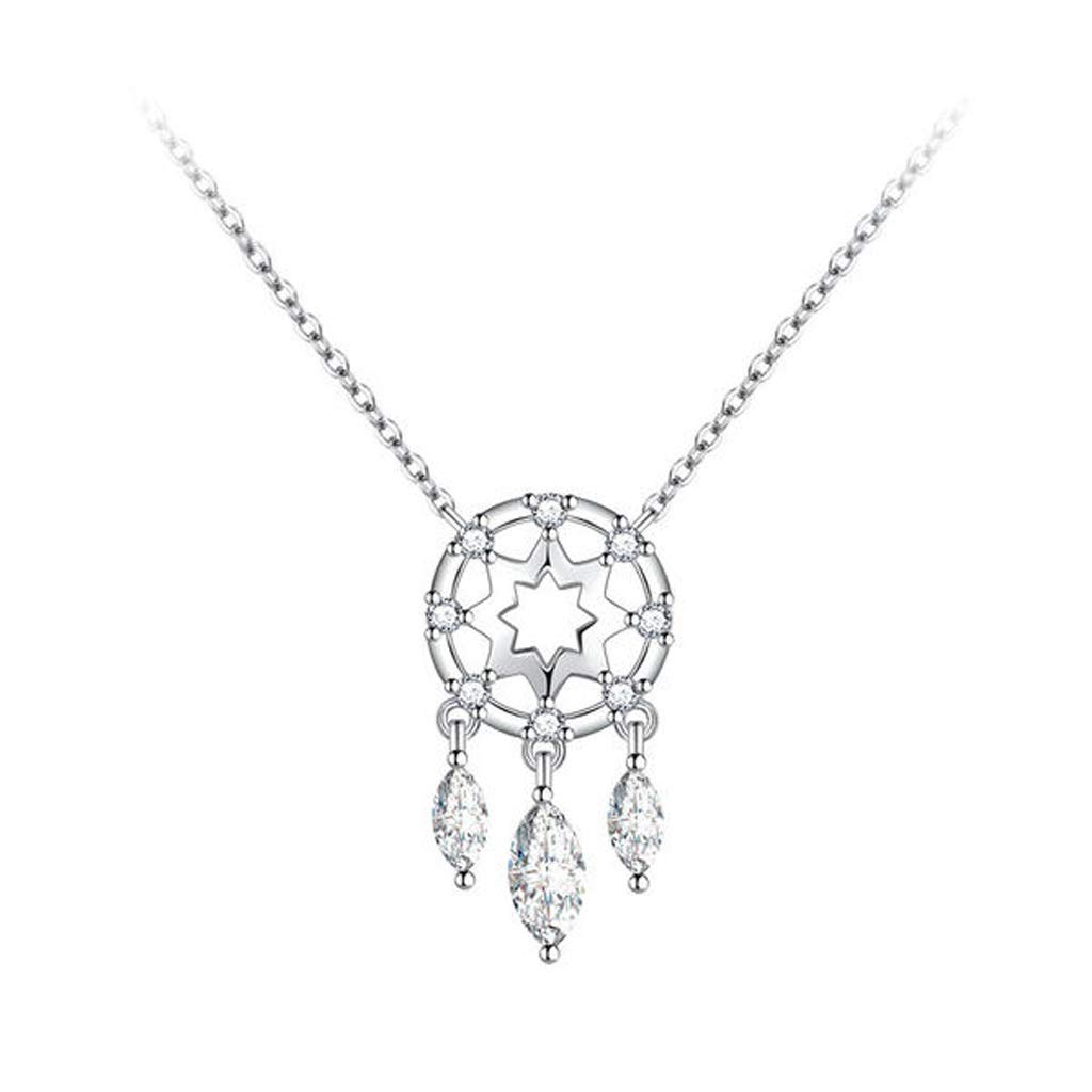 KGDCPendant Necklace Necklace Female Sterling Silver Temperament Personality Dream Catcher Necklace Clavicle Chain Pendant Gift Necklaces for Women Girls
