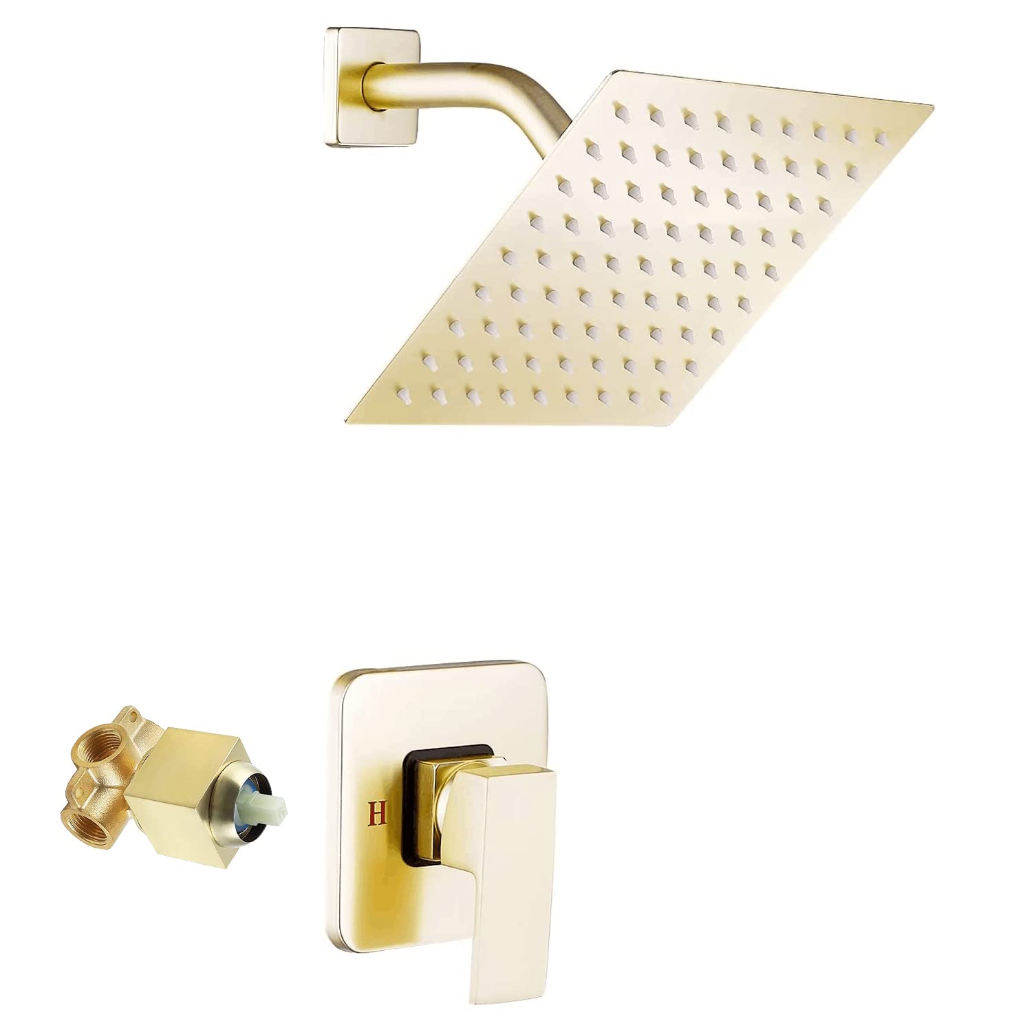 HomGoo Shower Faucet Set (Valve Included) With 6-Inch Rain Shower Head And Handle
