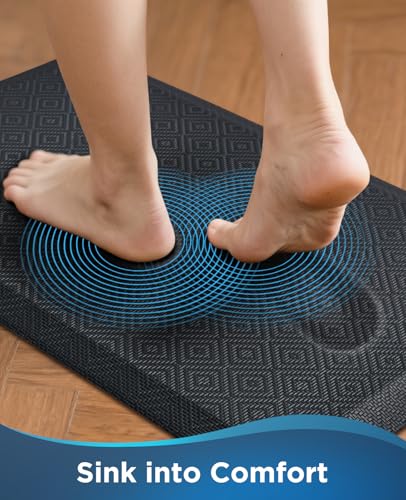 Ophanie Anti Fatigue Cushioned Mat, 3/4 inch Thick, 20 x 48 Kitchen Mats for Floor, Kitchen Rugs, Waterproof, Comfort Ergonomic Standing Mat for Office, Home, Standing, Black Non-Slip Ridged Bottom - Image 3