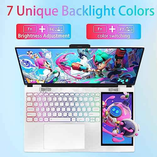 Image of BINTEC 15.6 Inch LCD Screen + 7 Inch Touch Screen Dual Screen Laptop Computer for College Student & Business,16GB DDR4,Quad-Core Celeron N5105(up to 2.9GHz),Windows 11 (Silver / 960G SSD)