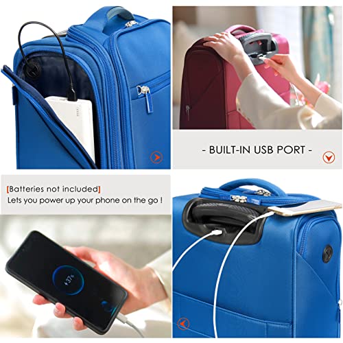 Image of Verage Underseat Carry On Luggage with Spinner Wheels, Blue, 14-Inch Compact Underseat, Underseat Carry on Luggage With Spinner Wheels