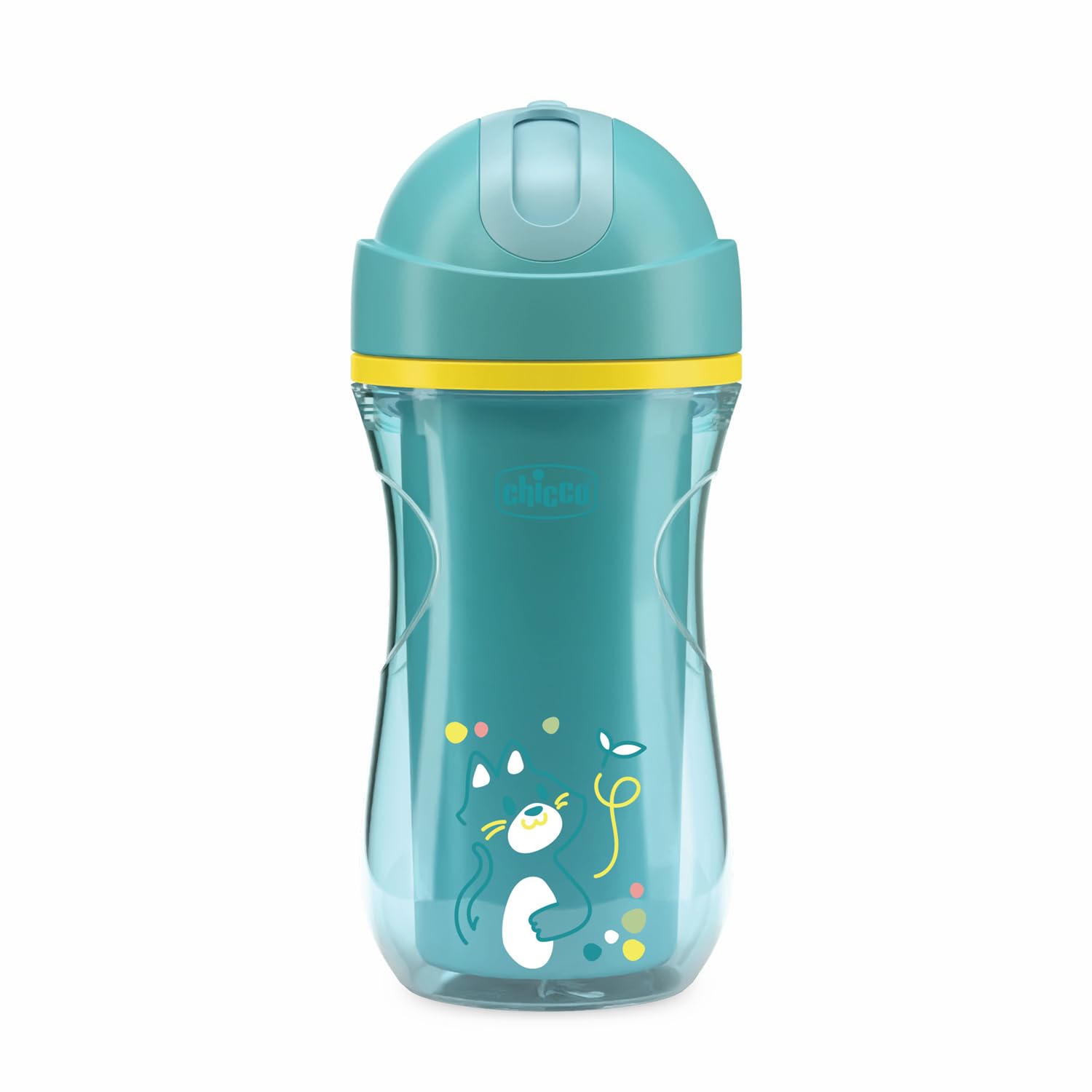 Chicco Sport Cup Bicchiere Antigoccia in Silicone per Bambini 14+ Mesi, 266 ml, Tazza Biberon Termica per Imparare a Bere, con Cannuccia Flessibile Resistente ai Morsi, Senza BPA, Azzurro
