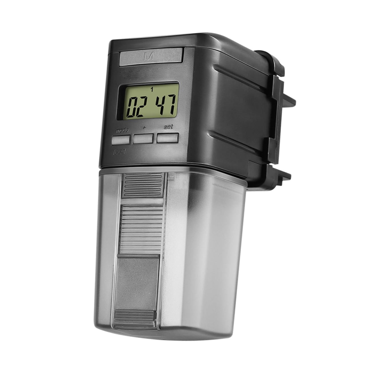 Kisangel Automatischer Fischfutterspender mit 75ml Kapazität und LCD Display für Aquarium und Urlaub Elektronischer Futterspender aus Abs Kunststoff mit Manueller Einstellung