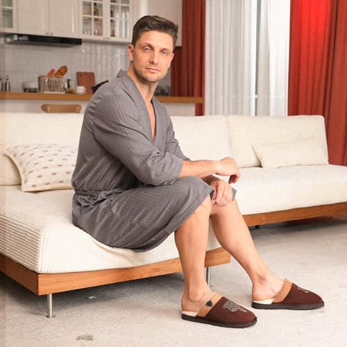 Image of OOW Cowboy Boot Slippers for Mens Western House Slippers Indoor and Outdoor Square Toe