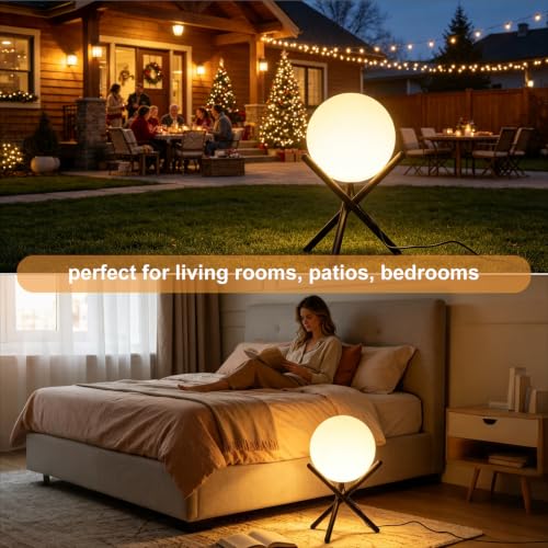 Image of Lightdot 13.8-in Outdoor Globe Floor Lamp, 3000K Warm White LED Ball Lamp