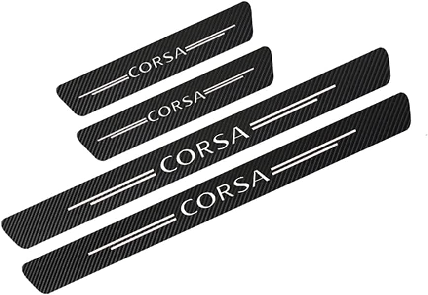 ZJJY 4 Pieces Car Door Sill for Vauxhall Corsa D A B C E F OPC Accessories 2021 2020 2019 2018 2017 Carbon Fibre Door Sill Sticker Anti-Scratch Protective Strips