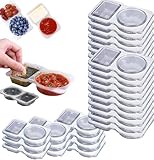 Contenedores de condimentos, contenedores de condimentos de doble compartimento, contenedor reutilizable para aperitivos, recipientes de condimentos divididos, perfectos para picnics, camping (20)