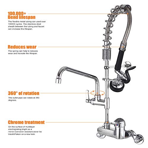 image for MSTJRY Commercial Faucet with Sprayer, Commercial Sink Faucet with Pre
