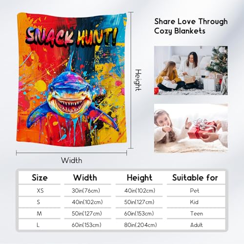 Blanket for Boys Shark Blankets Gifts - 30x40 Inches Cozy Soft Fleece Throw for Room Decor